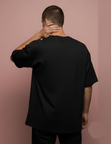 ONE PIECE GRAPHIC PRINT OVERSIZED T-SHIRT - BLACK