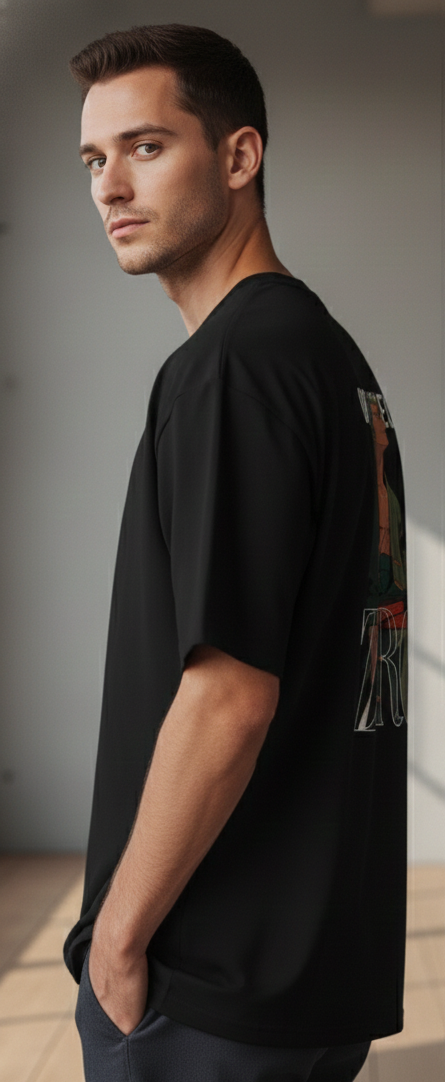 JUJUTSU KAISEN : ELITE STREETWEAR GRAPHIC PRINT OVERSIZED T-SHIRT - BLACK