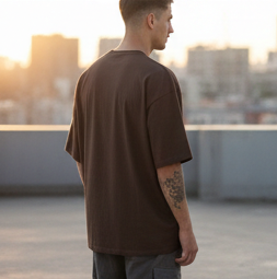 THE LUXE WANO ADVENTURE GRAPHIC PRINT OVERSIZED T-SHIRT - COFFEE BROWN