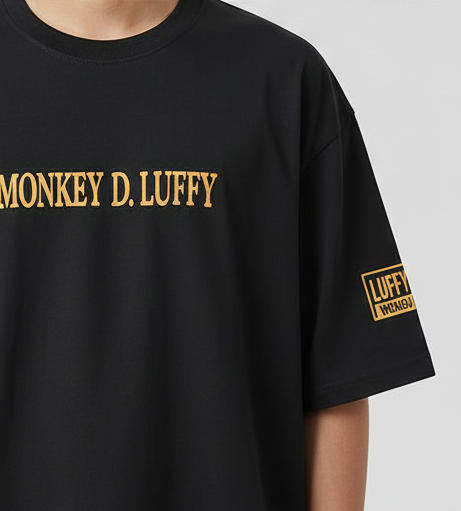 THE LUXE MONKEY D. LUFFY GRAPHIC PRINT OVERSIZED T-SHIRT - BLACK