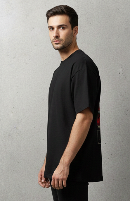 JUJUTSU KAISEN : PRESTIGE GRAPHIC PRINT OVERSIZED T-SHIRT - BLACK