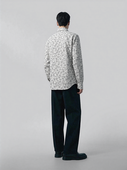 DIMAXIO SLIM FIT PRINTED LINEN BLEND CASUAL SHIRT - LIGHT PINK