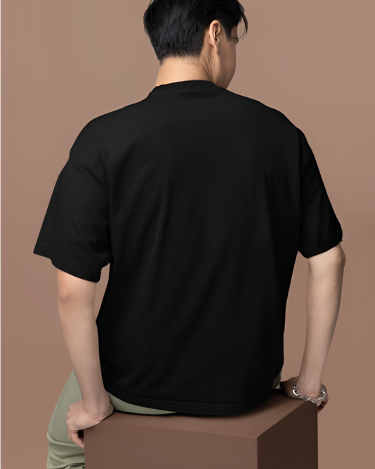 OVERSIZED BLACK TERRY COTTON T-SHIRT