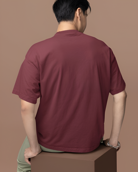 OVERSIZED BRICK RED TERRY COTTON T-SHIRT