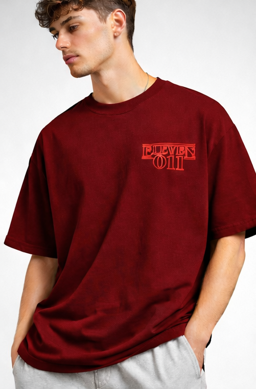 ELEVEN : DUAL REALMS | STRANGER THINGS GRAPHIC PRINTED OVERSIZED FIT T-SHIRT