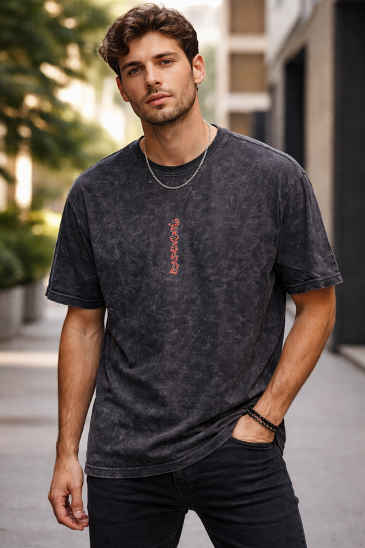 Black Acid Wash Oversized Goku Graphic T-Shirt