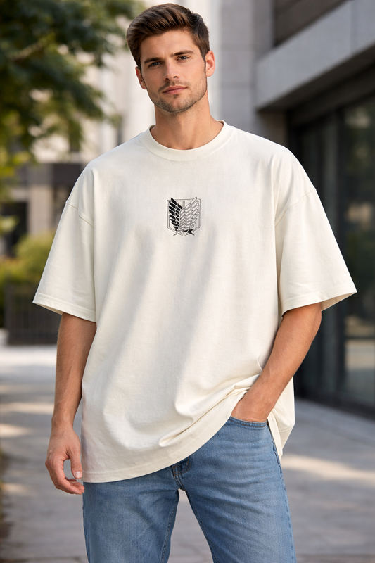Off-White Oversized Attack on Titan Anime Graphic Printed T-Shirt