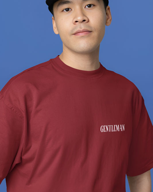 GENTLEMAN GRAPHIC PRINT OVERSIZED T-SHIRT - BRICK RED