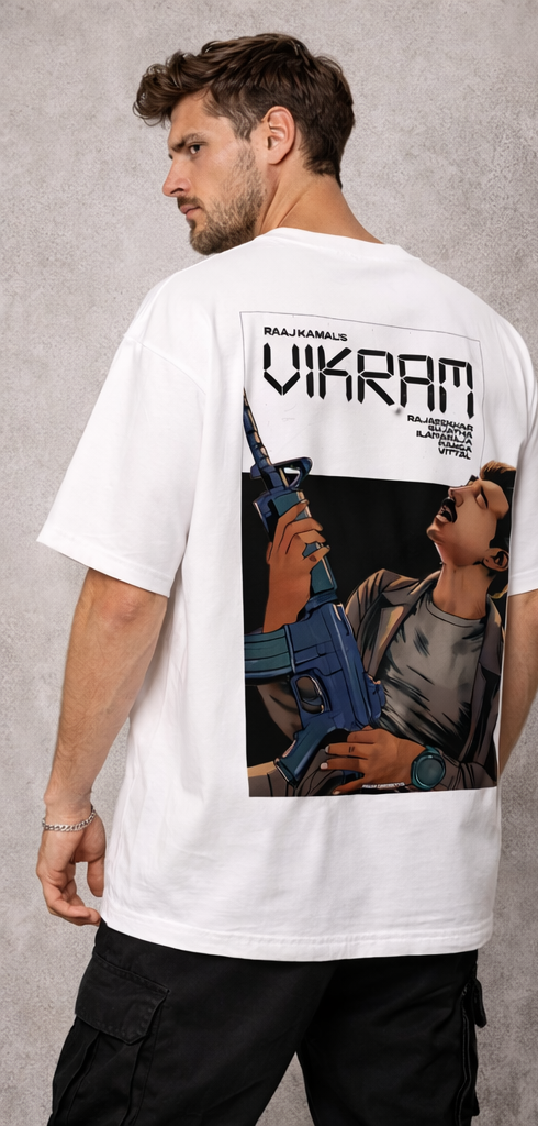 VIKRAM GRAPHIC PRINT OVERSIZED T-SHIRT - WHITE