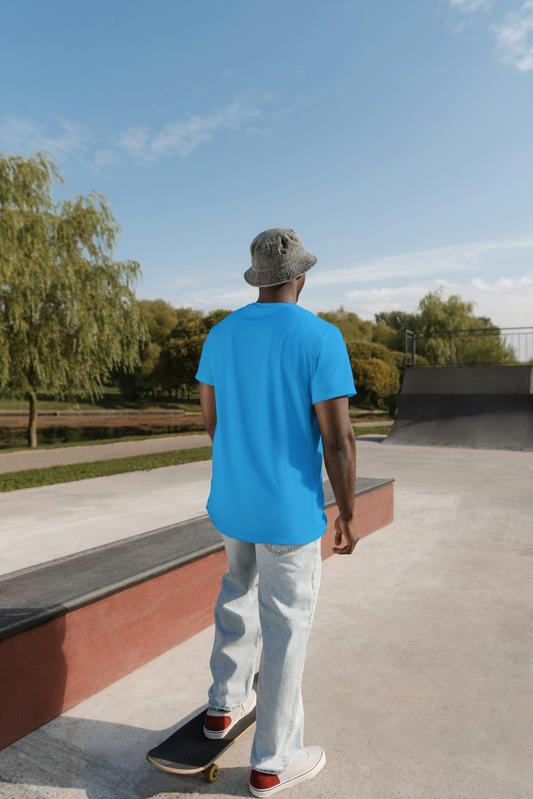 TEAL BLUE COTTON T-SHIRT