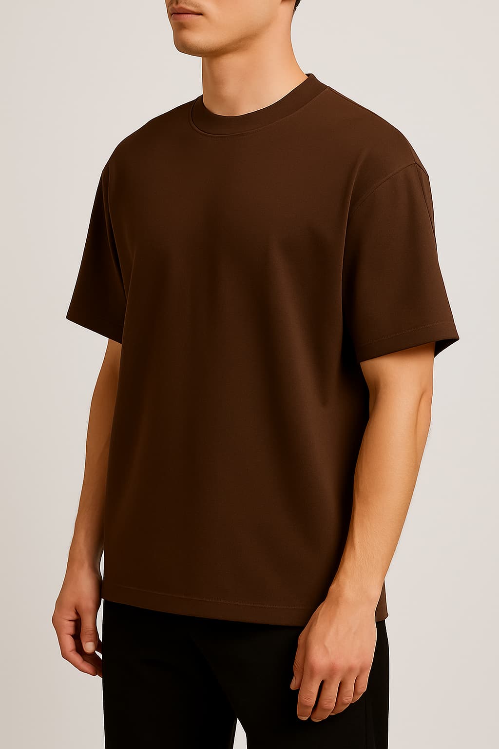 OVERSIZED COFFEE BROWN TERRY COTTON T-SHIRT