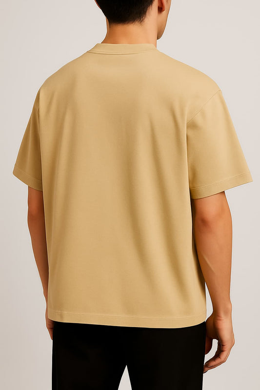OVERSIZED BEIGE TERRY COTTON T-SHIRT