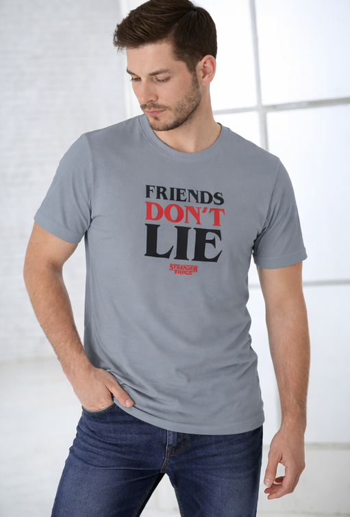 FRIENDS DON'T LIE | STRANGER THINGS GRAPHIC PRINTED REGULAR FIT T-SHIRT