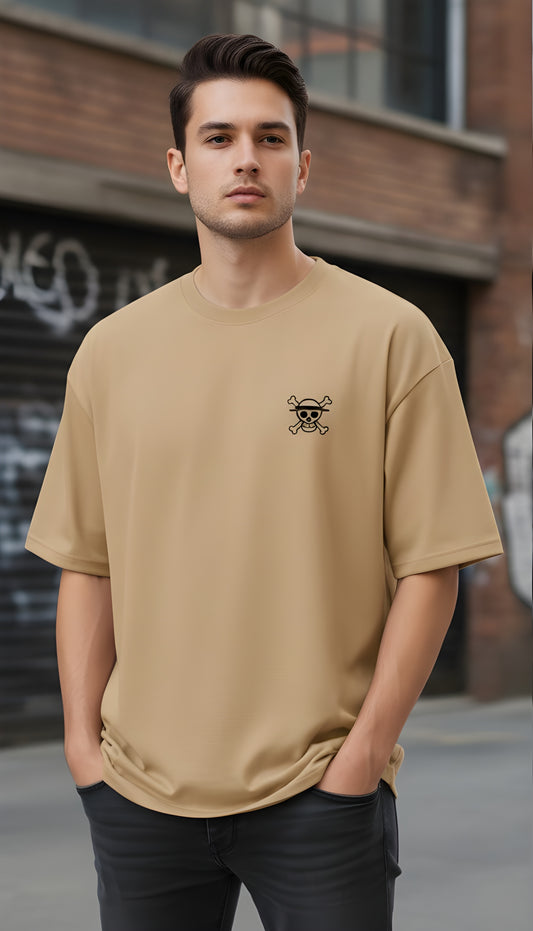 THE STRAW HAT PIRATES ADVENTURE GRAPHIC PRINT OVERSIZED T-SHIRT - BEIGE