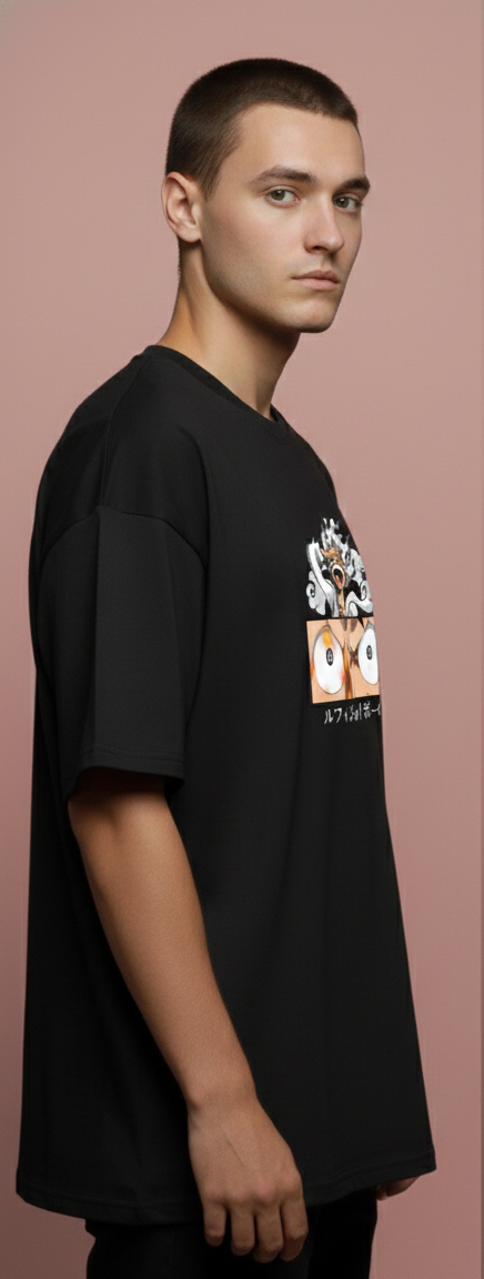 ULTIMATE ONE PIECE GEAR GRAPHIC PRINT OVERSIZED T-SHIRT - BLACK