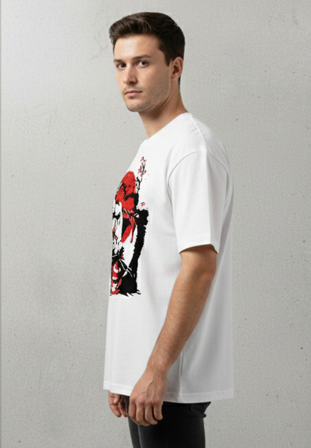 ARTISAN WARRIOR PRINT OVERSIZED T-SHIRT - WHITE