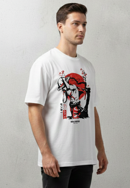ARTISAN WARRIOR PRINT OVERSIZED T-SHIRT - WHITE