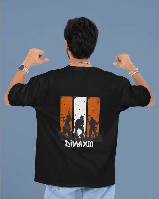 MUSICAL BAND GRAPHIC PRINT OVERSIZED T-SHIRT - BLACK