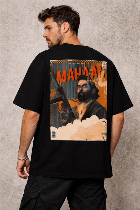 MAHAAN GRAPHIC PRINT OVERSIZED T-SHIRT - BLACK