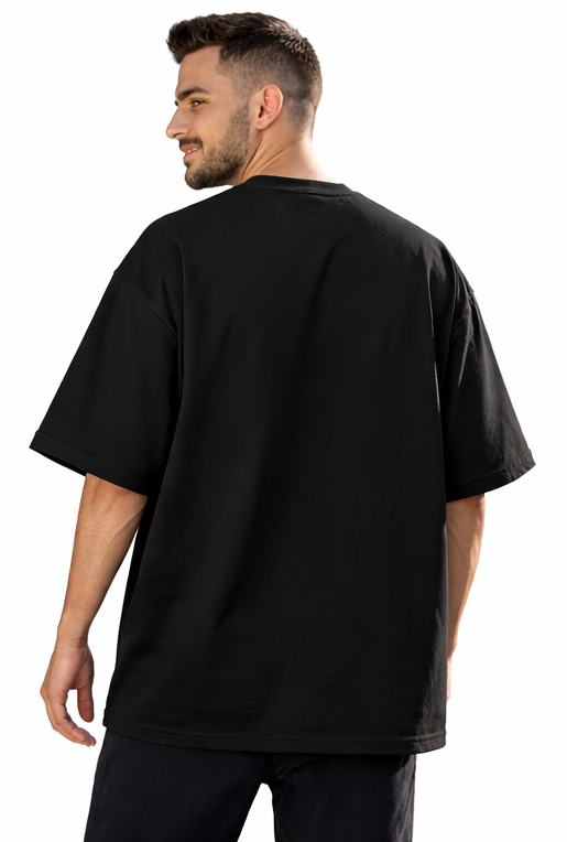 RAM CHARAN GRAPHIC PRINT OVERSIZED T-SHIRT - BLACK