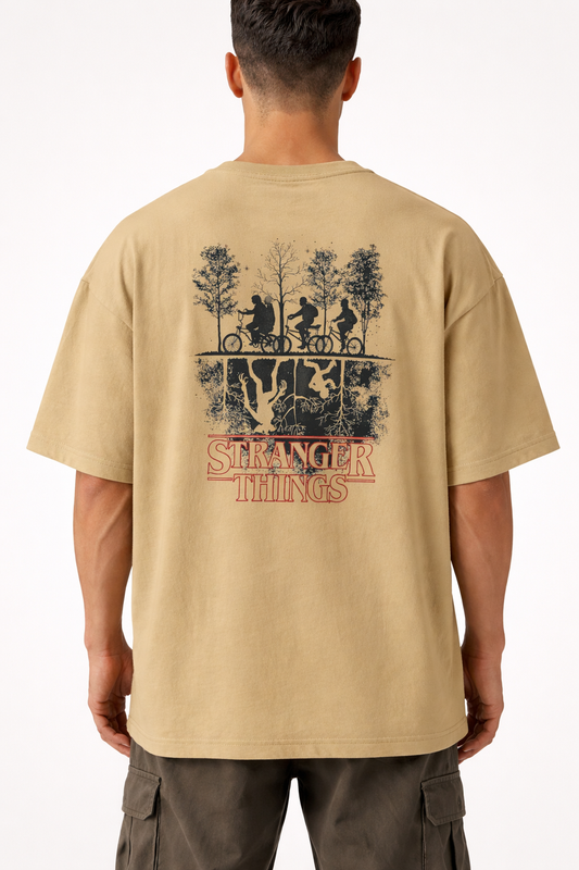 STUCK IN THE UPSIDE DOWN | STRANGER THINGS GRAPHIC PRINTED OVERSIZED FIT T-SHIRT