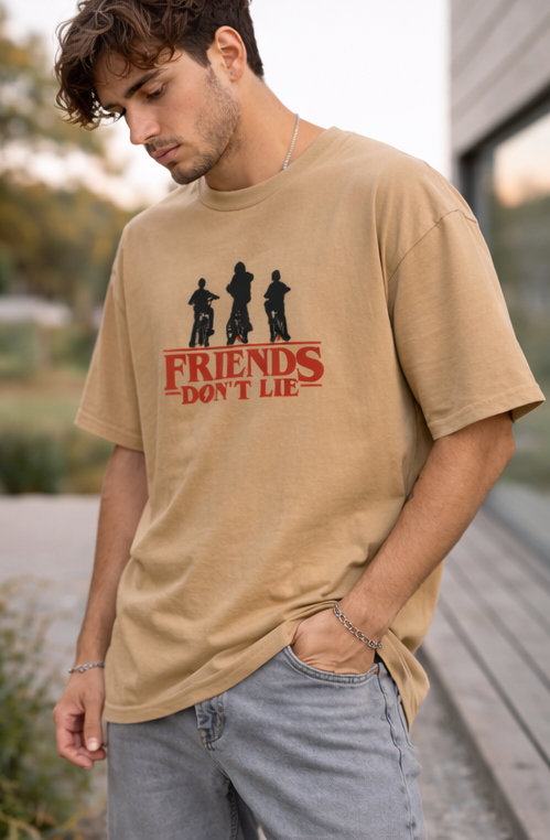 FRIENDS DON'T LIE TEE | STRANGER THINGS GRAPHIC PRINTED OVERSIZED T-SHIRTS
