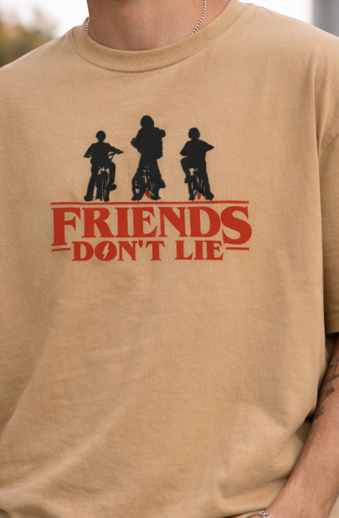 FRIENDS DON'T LIE TEE | STRANGER THINGS GRAPHIC PRINTED OVERSIZED T-SHIRTS