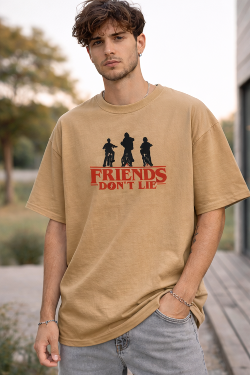 FRIENDS DON'T LIE TEE | STRANGER THINGS GRAPHIC PRINTED OVERSIZED T-SHIRTS