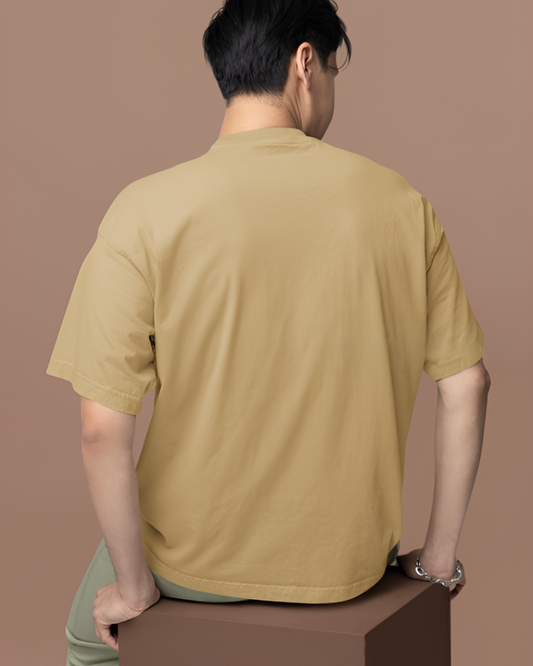 GUITAR GRAPHIC PRINT OVERSIZED T-SHIRT - BEIGE