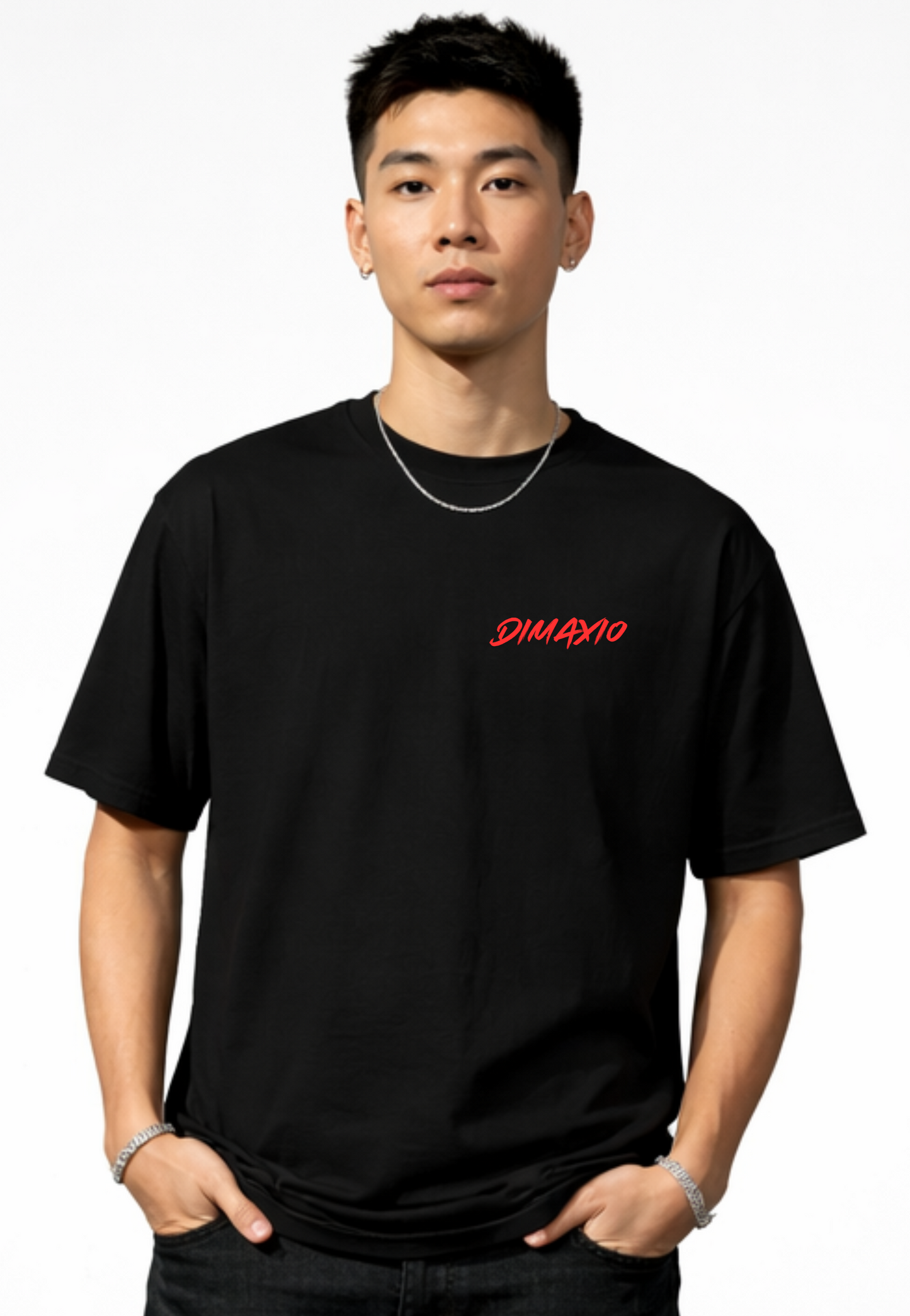 PRABHAS GRAPHIC PRINT OVERSIZED T-SHIRT - BLACK