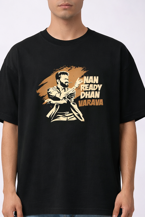 LEO GRAPHIC PRINT OVERSIZED T-SHIRT - BLACK