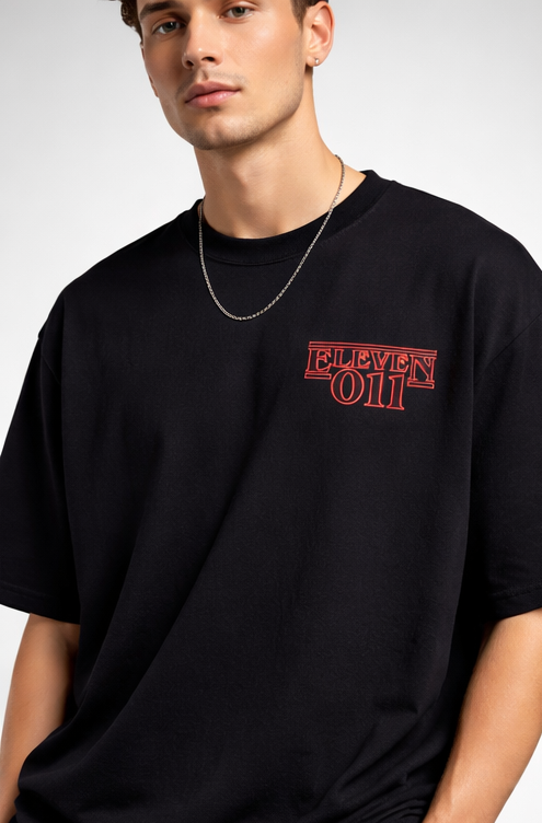 ELEVEN : DUAL REALMS | STRANGER THINGS GRAPHIC PRINTED OVERSIZED FIT T-SHIRT