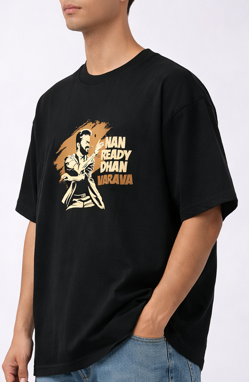 LEO GRAPHIC PRINT OVERSIZED T-SHIRT - BLACK