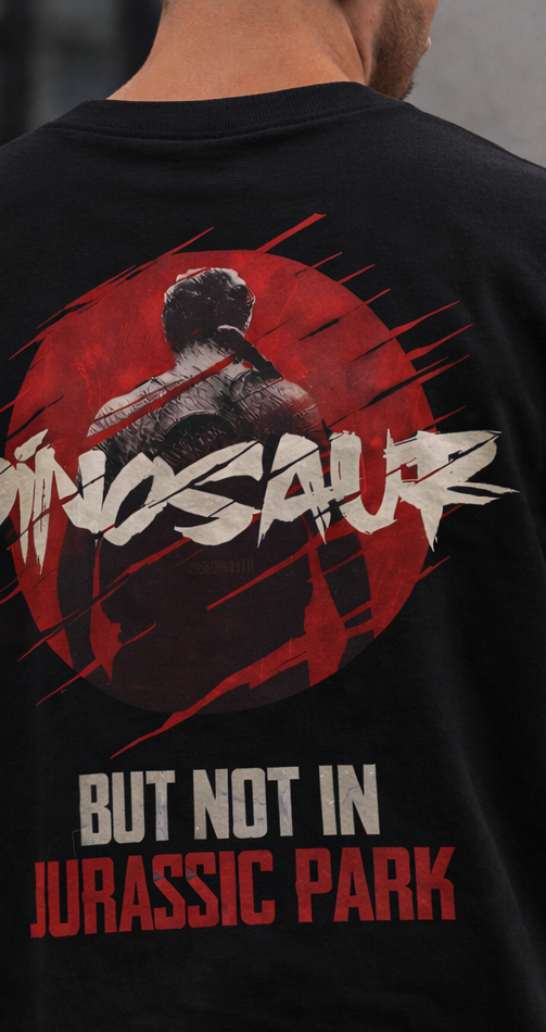 DINOSAUR GRAPHIC PRINT OVERSIZED T-SHIRT - BEIGE