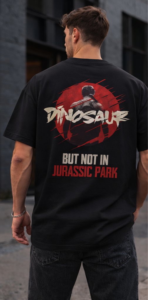 DINOSAUR GRAPHIC PRINT OVERSIZED T-SHIRT - BEIGE
