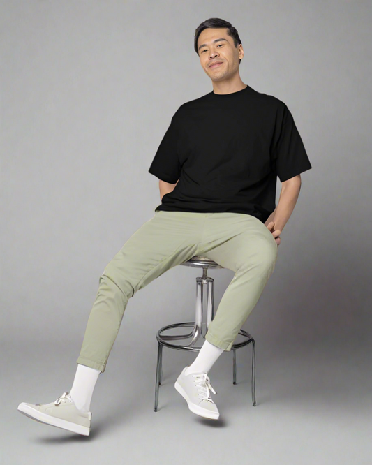 OVERSIZED BLACK TERRY COTTON T-SHIRT