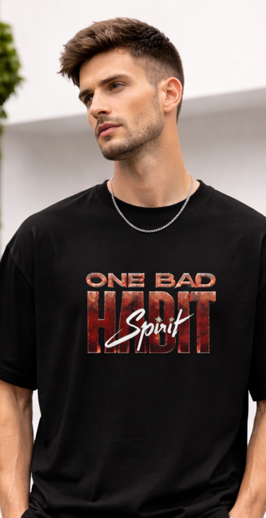 ONE BAD HABIT GRAPHIC PRINT OVERSIZED T-SHIRT