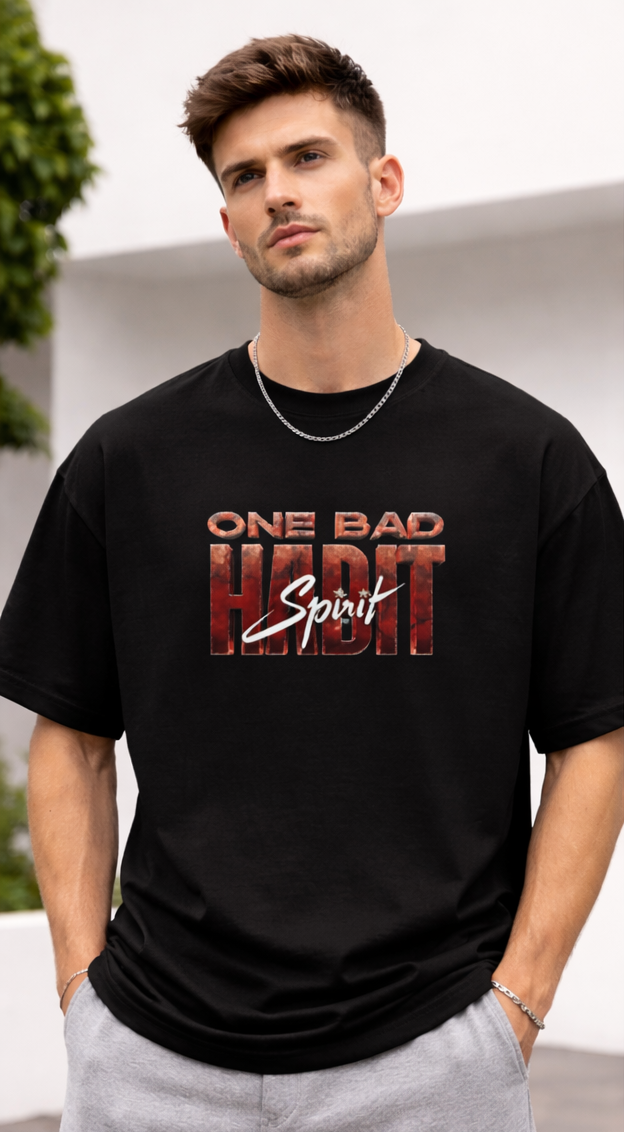 ONE BAD HABIT GRAPHIC PRINT OVERSIZED T-SHIRT