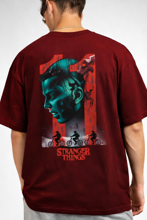 ELEVEN : DUAL REALMS | STRANGER THINGS GRAPHIC PRINTED OVERSIZED FIT T-SHIRT