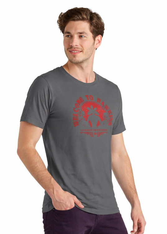 WELCOME TO HAWKINS | STRANGER THINGS GRAPHIC PRINTED REGULAR FIT T-SHIRT