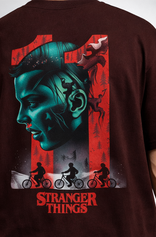 ELEVEN : DUAL REALMS | STRANGER THINGS GRAPHIC PRINTED OVERSIZED FIT T-SHIRT