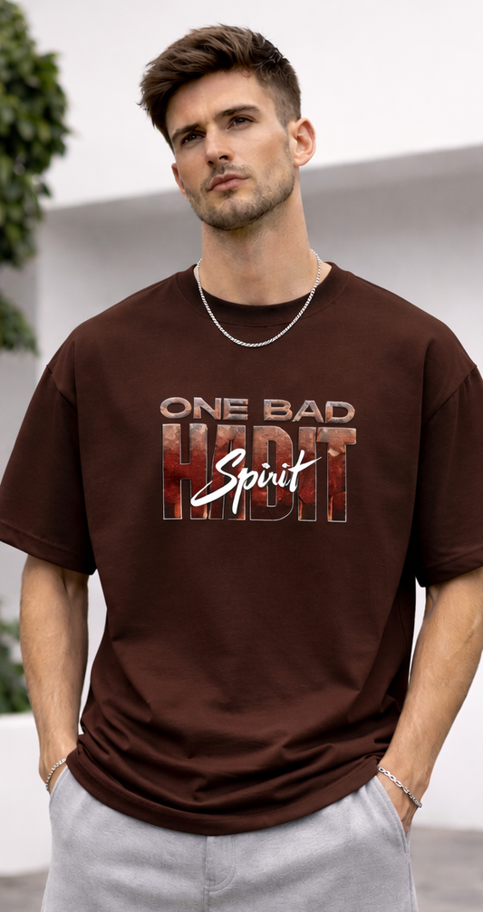 ONE BAD HABIT GRAPHIC PRINT OVERSIZED T-SHIRT