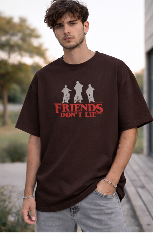 FRIENDS DON'T LIE TEE | STRANGER THINGS GRAPHIC PRINTED OVERSIZED T-SHIRTS