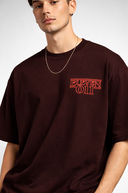 ELEVEN : DUAL REALMS | STRANGER THINGS GRAPHIC PRINTED OVERSIZED FIT T-SHIRT