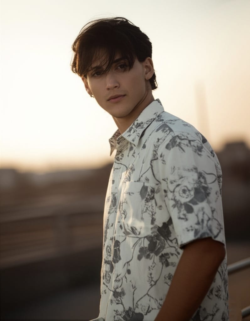 DIMAXIO SLIM FIT FLORAL PRINTED TWILL COTTON CASUAL SHIRT - WHITE