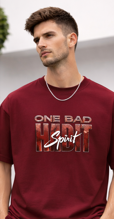 ONE BAD HABIT GRAPHIC PRINT OVERSIZED T-SHIRT