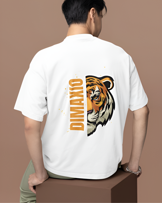 DIMAXIO TIGER GRAPHIC PRINT OVERSIZED T-SHIRT - WHITE