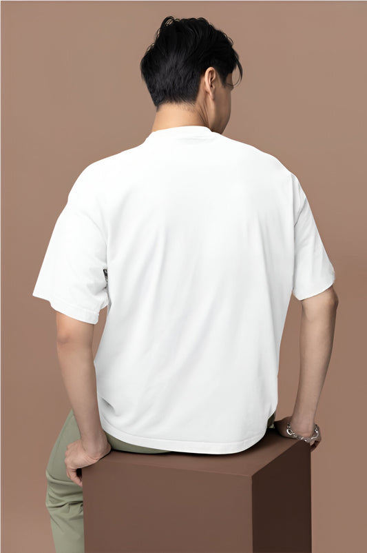 GUITAR GRAPHIC PRINT OVERSIZED T-SHIRT - WHITE