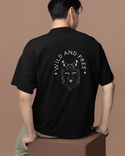 WILD AND FREE GRAPHIC PRINT OVERSIZED T-SHIRT - BLACK