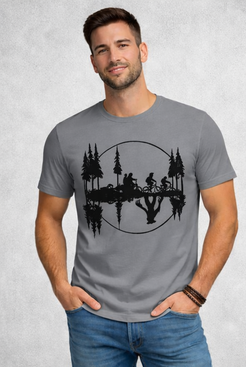 THE SILENT RIDE | STRANGER THINGS GRAPHIC PRINTED REGULAR FIT T-SHIRT